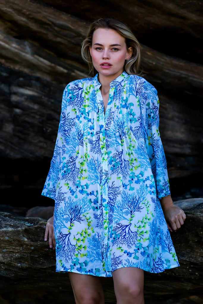 BLUE CORAL DRESS | Button-Front Kaftan | ladolceboutique.com.au BLUE CORAL DRESS | Button-Front Kaftan | ladolceboutique.com.au